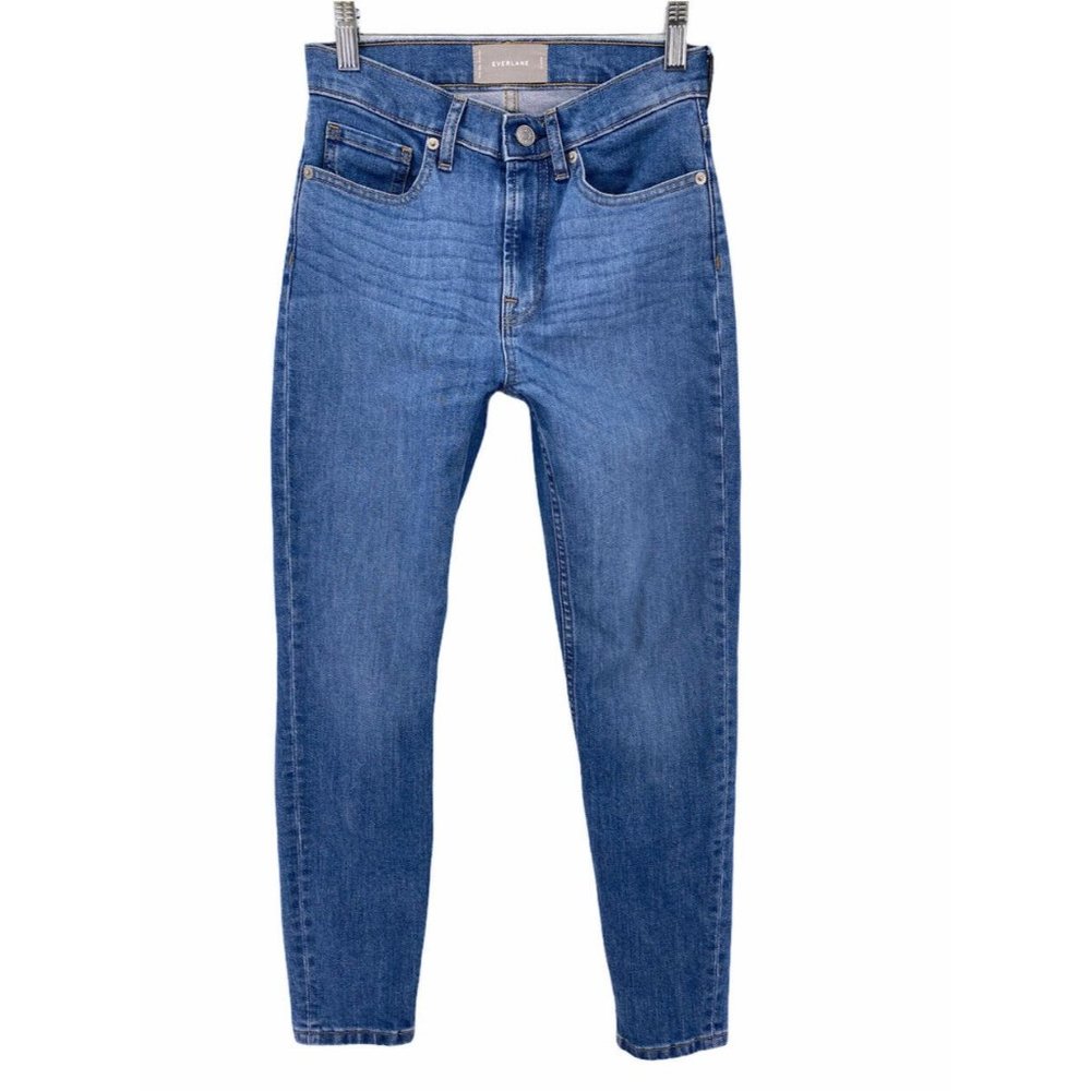 everlane high waisted ankle length blue denim jeans women’s size 25 ankle